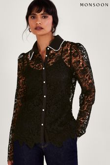 Черная блузка с кружевной отделкой Monsoon Rose (522203) | €40