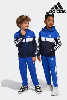 adidas Blue/Black Kids Tiberio 3-Stripes Colorblock Fleece Tracksuit (522408) | 250 zł