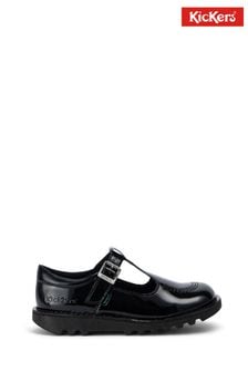 حذاء أسود جلد صناعي بحزام علوي شكل T للبنات الصغار Kick من Kickers (522640) | 351 ر.س