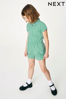 Green Cotton Rich Gingham School Playsuit (3-14yrs) (522647) | AED39 - AED63