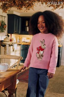 Joules Hattie Pink Character Intarsia Knit Jumper (522848) | €43 - €51
