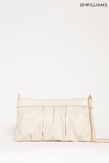 JD Williams Cream Ruched Clutch Bag (523131) | LEI 173