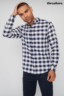 Threadbare Blue Cotton Long Sleeve Check Shirt (523151) | kr440