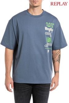 Replay Blue Industrial Beats Back Print T-Shirt (523349) | $77