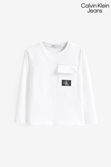 Calvin Klein Jeans Boys Badge Long Sleeve White T-Shirt (523488) | €21.50
