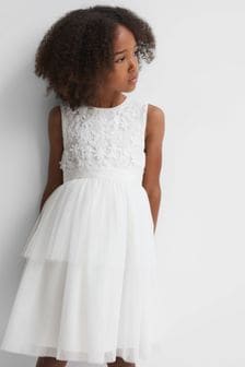 Reiss Ivory Rocha 4-9 yrs Embellished Tulle Dress (523595) | $150