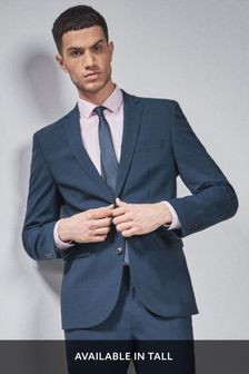 Svetlo modra - Ozek kroj - Raztegljiva moška obleka iz volnene mešanice: suknjič (524151) | €24
