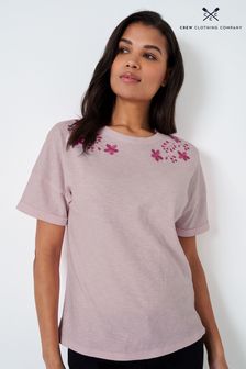Crew Clothing Company Pink Embroidered Cotton Casual Jersey Top (524602) | €29