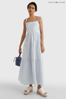 Tommy Hilfiger Blue Organic Cotton Stripe Tiered Dress (524791) | €97
