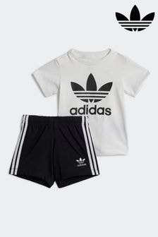 adidas White/Black Kids 100% Cotton Shorts T-Shirt Set (525072) | $51