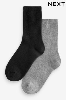 Black Thermal Merino Wool Blend Ankle Socks with Cashmere 2 Pack (525192) | €15