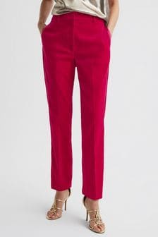 Reiss Pink Rosa Velvet Tapered Suit Trousers (525641) | $350