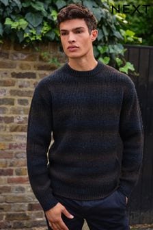 Brown/Navy Relaxed Ombre Crew Neck Jumper (525795) | €50