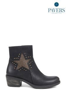Pavers Star Detail Black Ankle Boots (525969) | $82