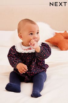 Navy Embroided Flower Baby Woven Bloomer Romper with Tight Set (0mths-3yrs) (526011) | ₪ 74 - ₪ 81