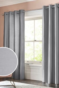 Silver Grey Faux Silk Eyelet Blackout/Thermal Curtains (526497) | 64 € - 140 €