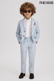 Reiss Soft Blue Kin 9-13 yrs Slim Fit Single Breasted Linen Blazer (526590) | $191