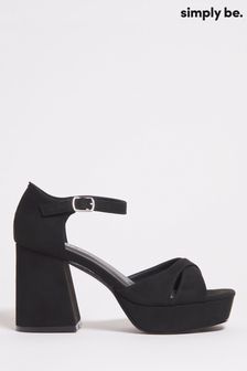 Simply Be Black Regular/Wide Fit Cross Front Platform Sandals (527478) | €20