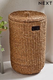 Dark Natural Seagrass Laundry Basket (528231) | 306 SAR