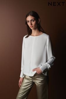 Ecru White Premium Lightweight Long Sleeve Blouse (528306) | ₪ 217