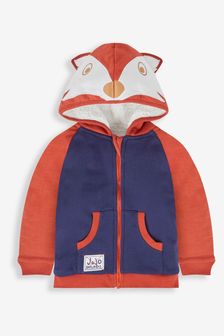 JoJo Maman Bébé Rust & Navy Fox Boys' Appliqué Novelty Hoodie (528405) | AED155