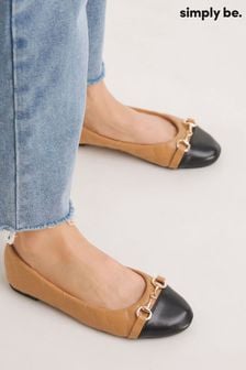 Simply Be Quilted Snaffle Ballerina Shoes In Extra Wide Fit (528459) | 122 د.إ