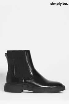 Simply Be Classic Chelsea Ankle Black Boots in Extra Wide Fit (528479) | ₪ 146