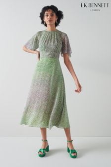 Jasnofioletowa sukienka midi LK Bennett Royal Ascot × Lkb Elowen we wzory Animal (528721) | 1,037 zł