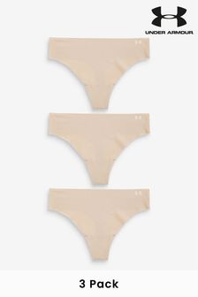 Under Armour Blush Pink No Show Pure Stretch Thongs 3 Pack (528798) | AED144