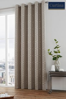 Curtina Stone Natural Camberwell Geo Lined Eyelet Curtains (529178) | $61 - $151