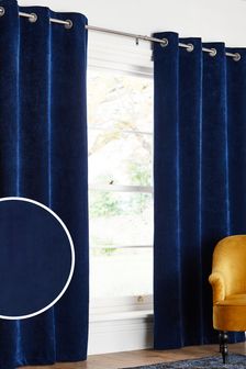 Navy Blue Soft Velour Eyelet Lined Curtains (529451) | 38 € - 89 €