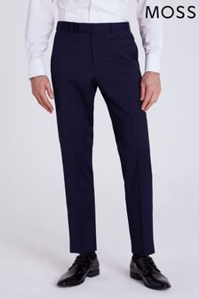 MOSS Blue Tailored Fit Navy Twill Tuxedo Trousers (529531) | €70