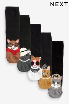 Glam Cats Ankle Socks 5 Pack (529550) | SGD 21