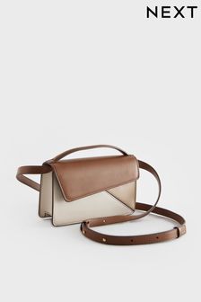 Tan Brown Mini Top Handle Asymmetric Cross-Body Bag (529775) | 11 BD