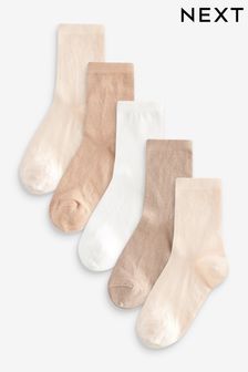 Neutral Cream 5 Pack Cotton Rich Ankle Socks (529808) | kr76 - kr106