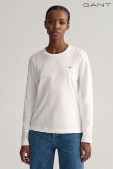 Weiß - Gant Original Langärmeliges Shirt mit Shield-Logo (529902) | 78 €