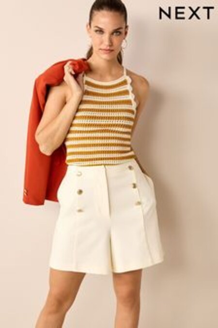 Ecru Tailored Button Detail Shorts (52N108) | 38 €