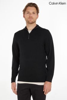 Calvin Klein Black Merino Quarter Zip Sweater (530056) | €179