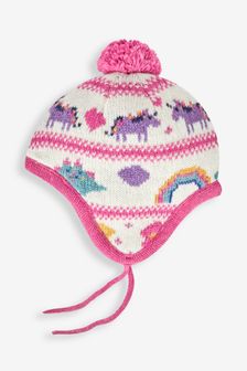 JoJo Maman Bébé Pink Unicorn Fair Isle Hat (530525) | $36