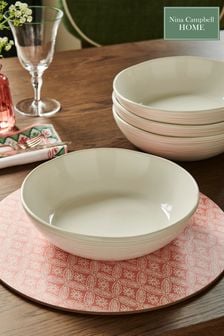 Nina Campbell Set of 4 White Meadow Pasta Bowls Set of 4 Pasta Bowls (530574) | €61