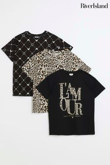 River Island Black Printed Girls T-Shirts 3 Pack (530845) | TRY 680 - TRY 884