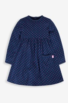 海軍藍/Fuchsia點點 - Jojo Maman Bébé點點印花經典平織洋裝 (530972) | HK$175