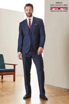 Navy Blue Regular Fit Signature Empire Mills 100% Wool Flannel Suit: Jacket (531290) | €191