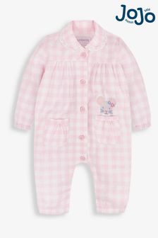 JoJo Maman Bébé Pink Mouse Gingham All-In-One Pyjamas (531834) | AED105