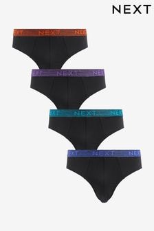 Black Marl Waistband 4 pack Cotton Rich Briefs (532066) | $31