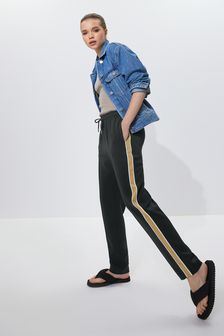 Black / Camel - Side Stripe Taper Trousers (532931) | kr620