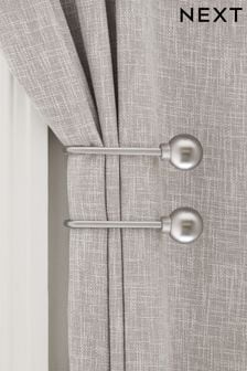 Set of 2 Brushed Silver Ball Curtain Holdbacks (532964) | AED66