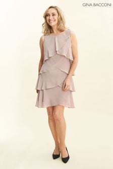 Gina Bacconi Natural Vesta Jewel-Shoulder Tiered Cocktail Dress (532996) | €112