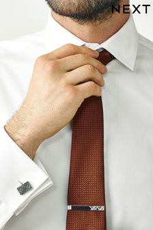 لون فضي - طقم أزرار قميص ومشبك ربطة عنق (533135) | 60 د.إ