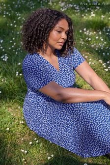 Live Unlimited Blue Ditsy Print Jersey Wrap Midi Dress (533177) | 172 zł